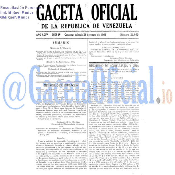 Gaceta Oficial 27950 del 29 Enero 1966