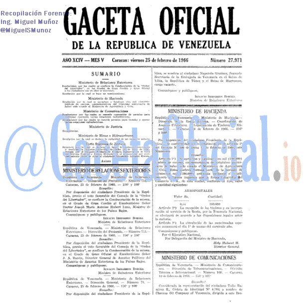 Gaceta Oficial 27971 del 25 Febrero 1966