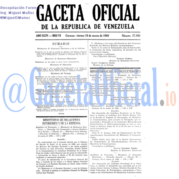 Gaceta Oficial 27989 del 18 Marzo 1966