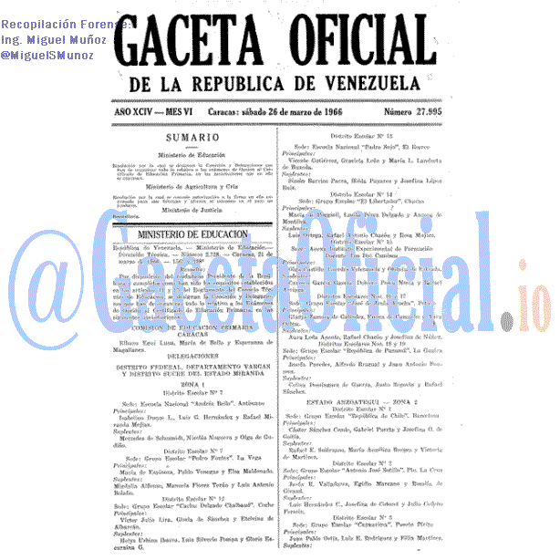 Gaceta Oficial 27995 del 26 Marzo 1966