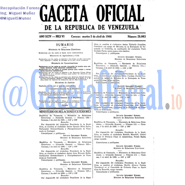 Gaceta Oficial 28003 del 5 Abril 1966