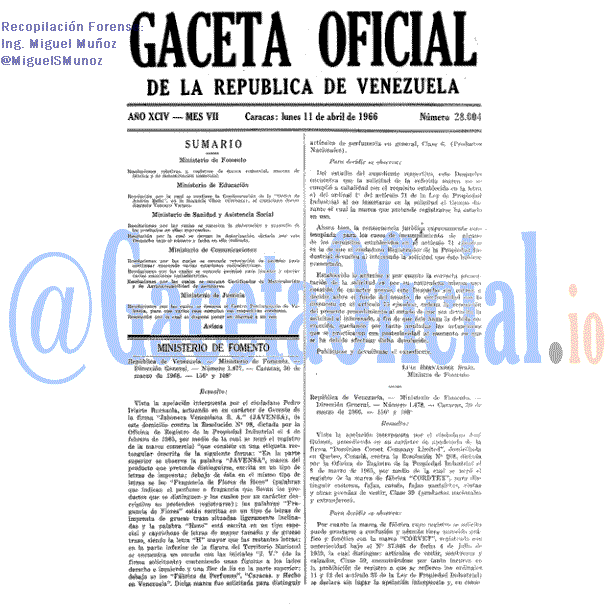 Gaceta Oficial 28004 del 11 Abril 1966