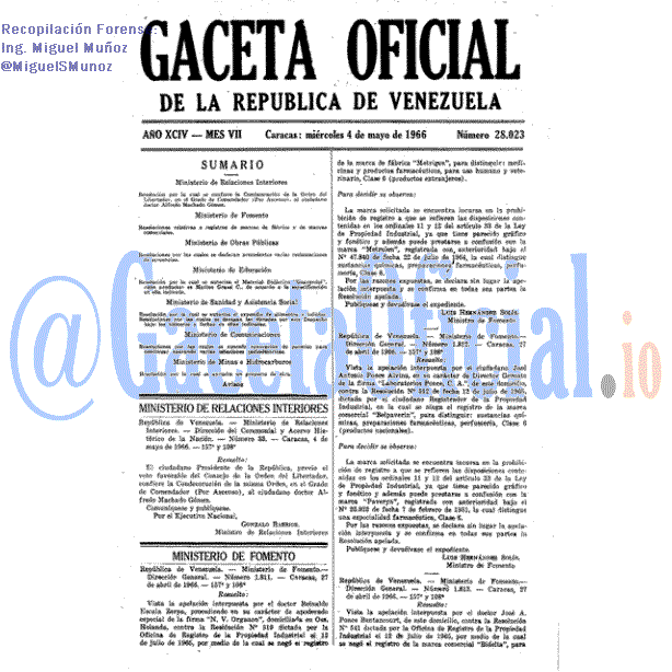 Gaceta Oficial 28023 del 4 Mayo 1966