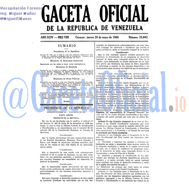 Gaceta Oficial 28042 del 26 Mayo 1966