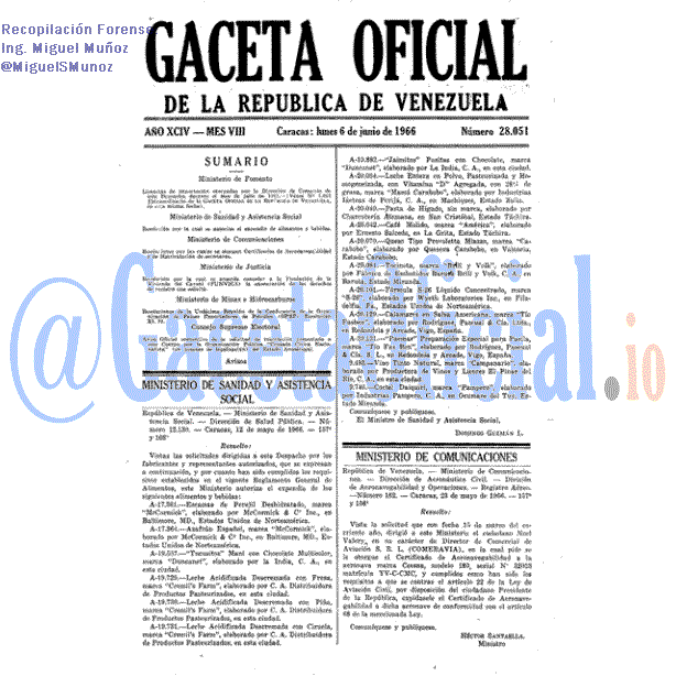 Gaceta Oficial 28051 del 6 Junio 1966