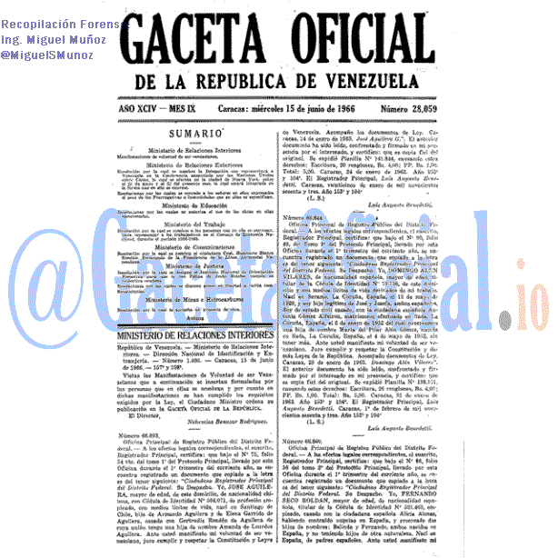 Gaceta Oficial 28059 del 15 Junio 1966