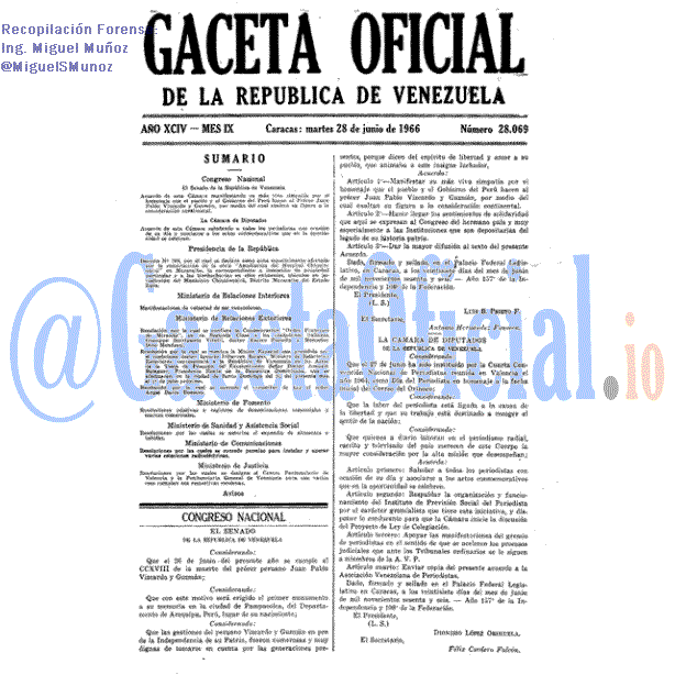 Gaceta Oficial 28069 del 28 Junio 1966