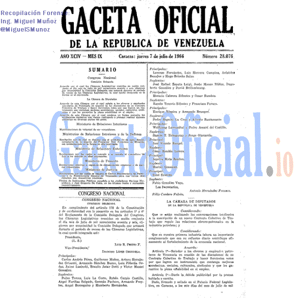 Gaceta Oficial 28076 del 7 Julio 1966
