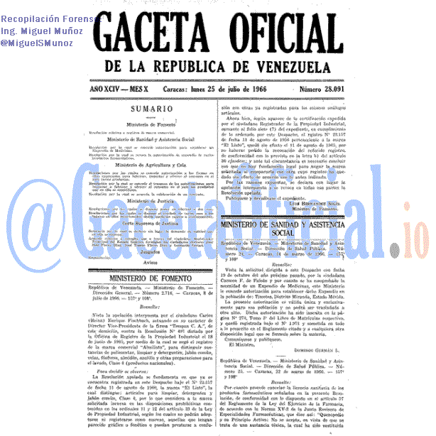 Gaceta Oficial 28091 del 25 Julio 1966