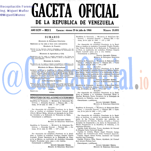 Gaceta Oficial 28095 del 29 Julio 1966