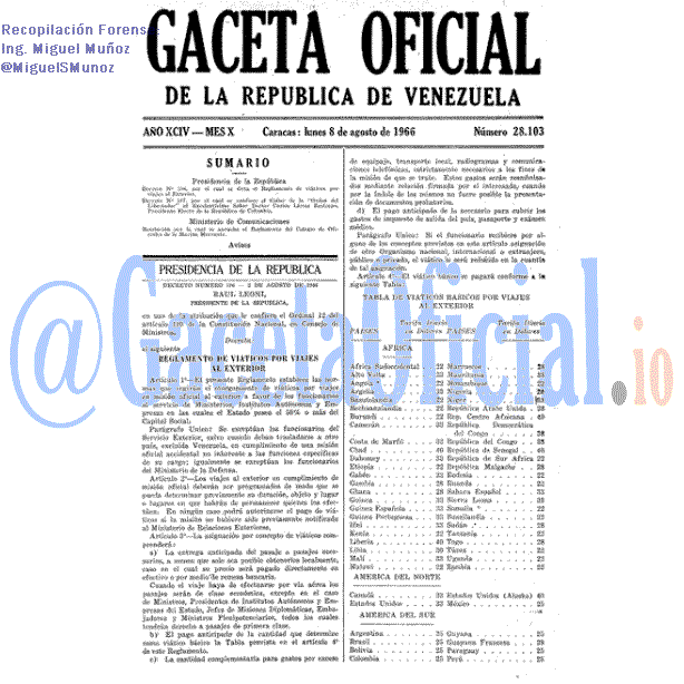 Gaceta Oficial 28103 del 8 Agosto 1966
