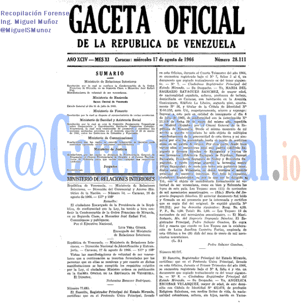 Gaceta Oficial 28111 del 17 Agosto 1966