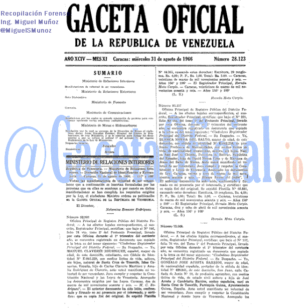Gaceta Oficial 28123 del 31 Agosto 1966