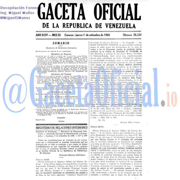 Gaceta Oficial 28124 del 1 Septiembre 1966