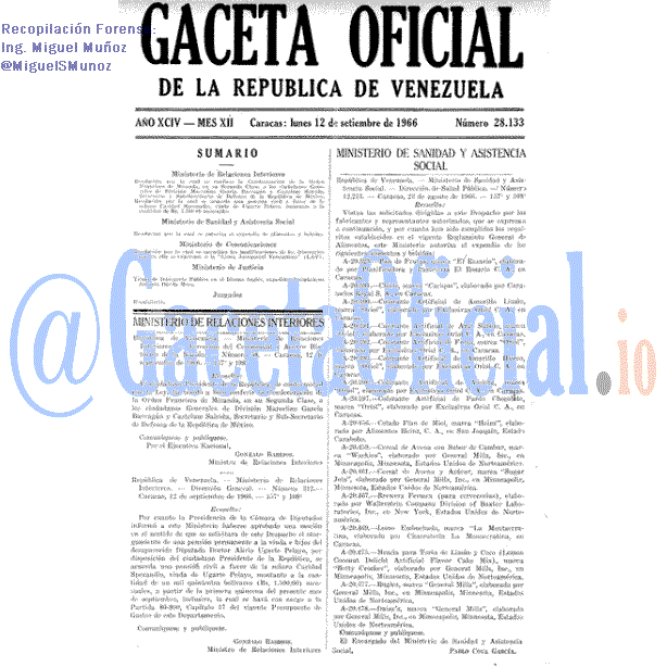 Gaceta Oficial 28133 del 12 Septiembre 1966