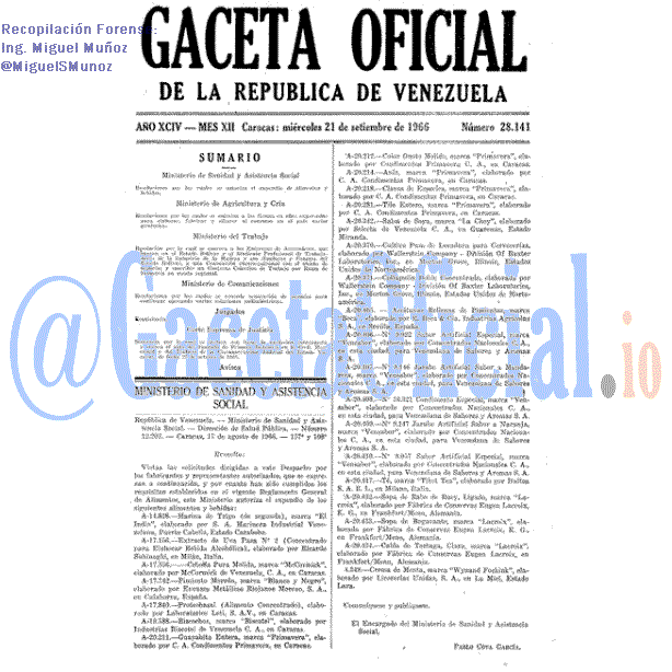 Gaceta Oficial 28141 del 21 Septiembre 1966