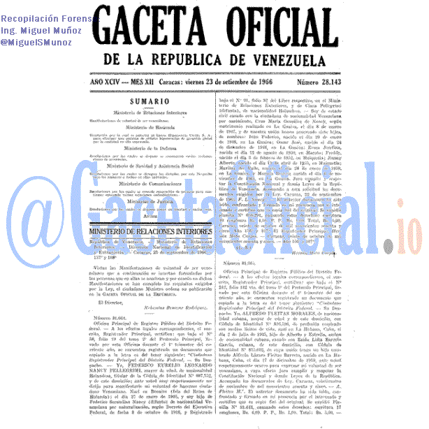 Gaceta Oficial 28143 del 23 Septiembre 1966