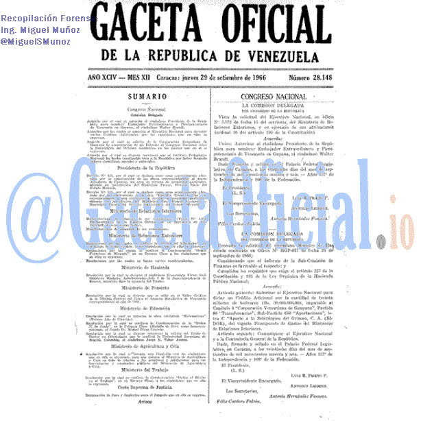 Gaceta Oficial 28148 del 29 Septiembre 1966