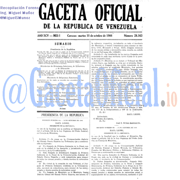 Gaceta Oficial 28163 del 18 Octubre 1966