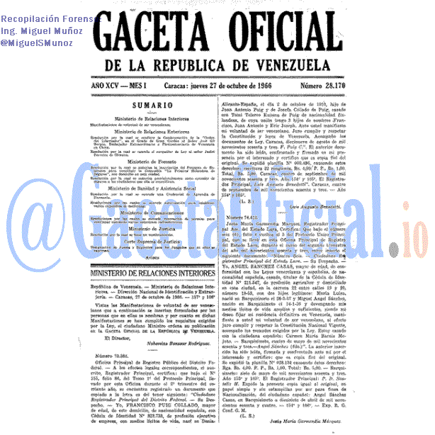 Gaceta Oficial 28170 del 27 Octubre 1966