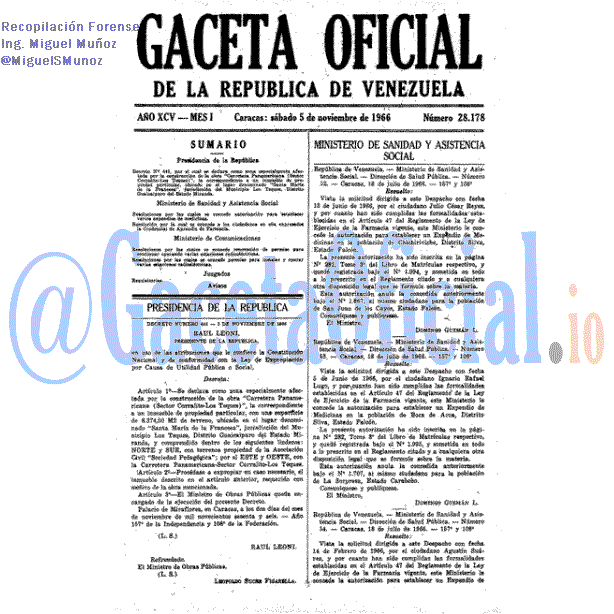 Gaceta Oficial 28178 del 5 Noviembre 1966