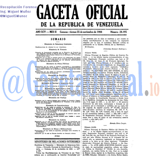 Gaceta Oficial 28195 del 25 Noviembre 1966