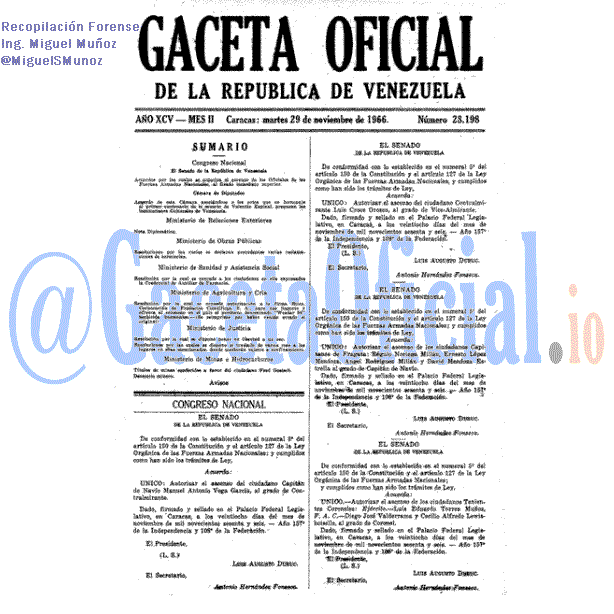 Gaceta Oficial 28198 del 29 Noviembre 1966