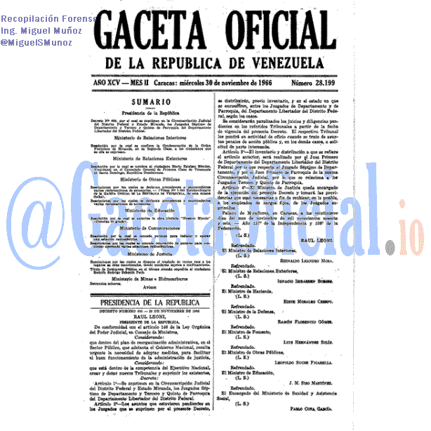 Gaceta Oficial 28199 del 30 Noviembre 1966