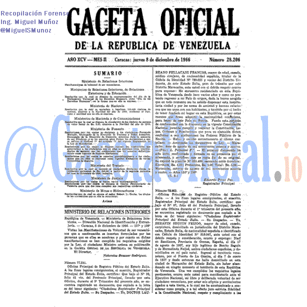 Gaceta Oficial 28206 del 8 Diciembre 1966