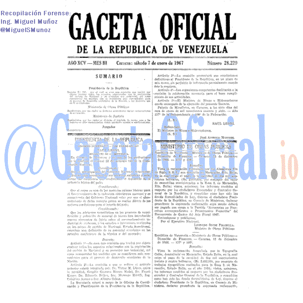 Gaceta Oficial 28229 del 7 Enero 1967