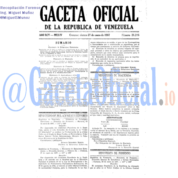 Gaceta Oficial 28246 del 27 Enero 1967