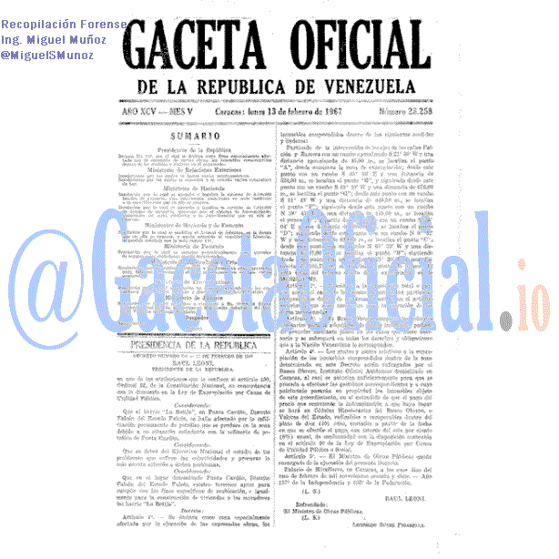 Gaceta Oficial 28258 del 13 Febrero 1967