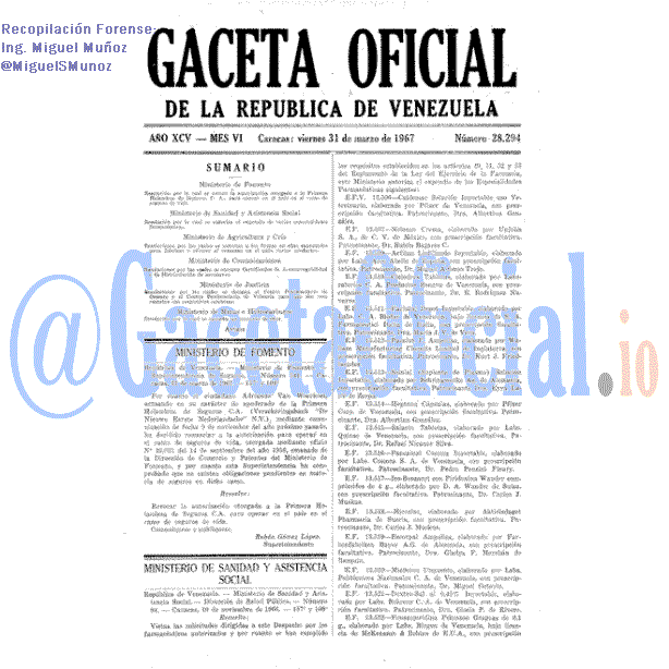 Gaceta Oficial 28294 del 31 Marzo 1967