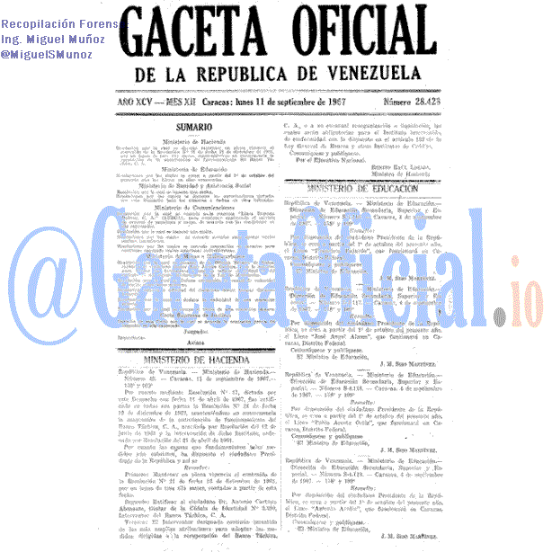 Gaceta Oficial 28428 del 11 Septiembre 1967
