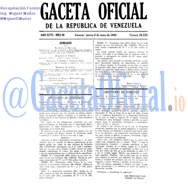Gaceta Oficial 28523 del 4 Enero 1968