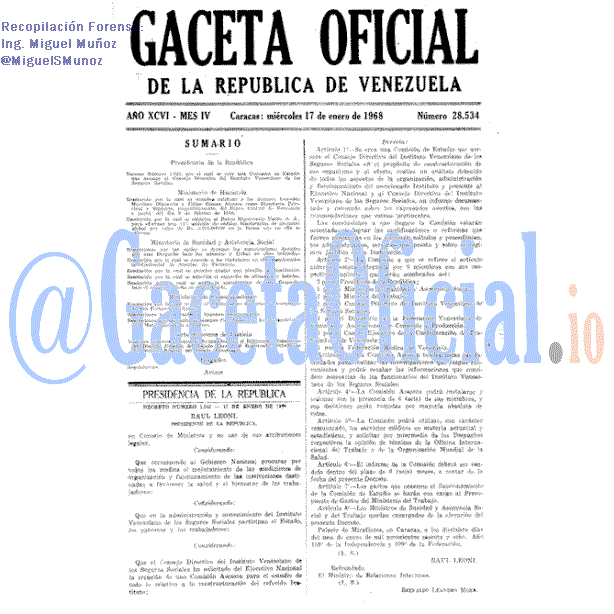 Gaceta Oficial 28534 del 17 Enero 1968