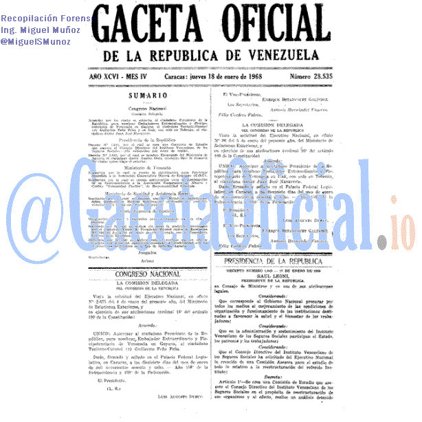Gaceta Oficial 28535 del 18 Enero 1968