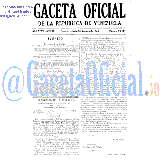Gaceta Oficial 28537 del 20 Enero 1968