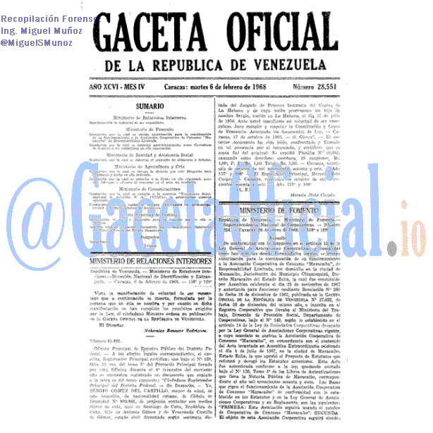 Gaceta Oficial 28551 del 6 Febrero 1968