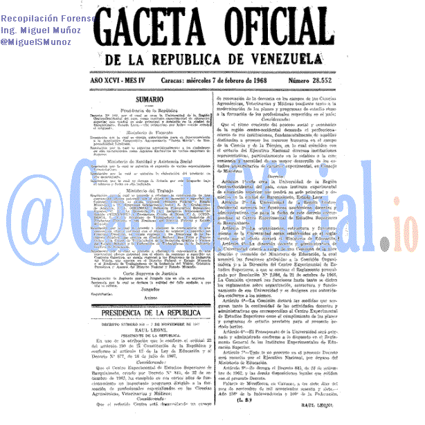 Gaceta Oficial 28552 del 7 Febrero 1968