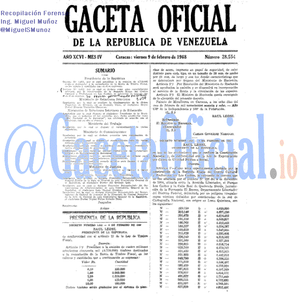 Gaceta Oficial 28554 del 9 Febrero 1968