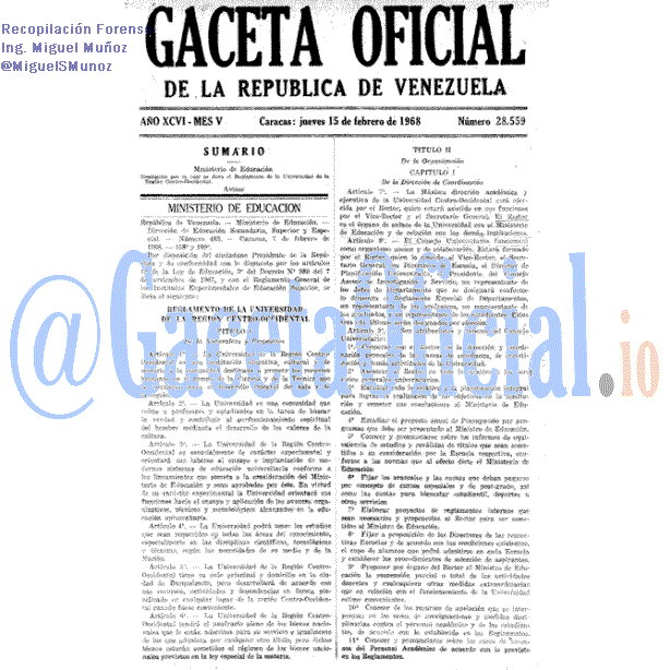 Gaceta Oficial 28559 del 15 Febrero 1968