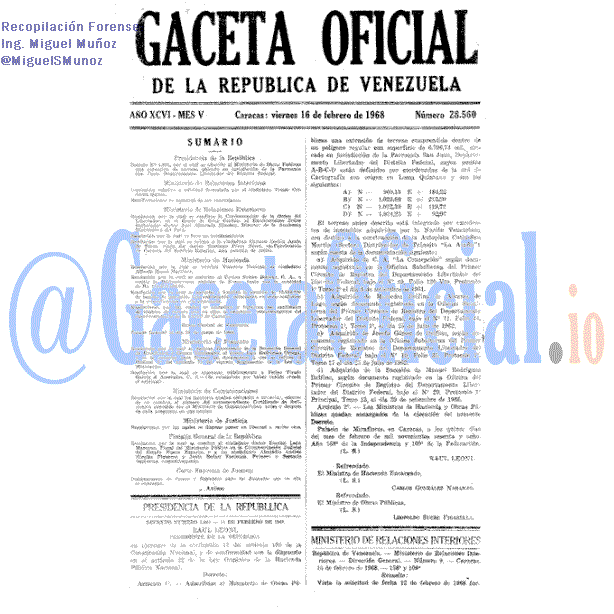 Gaceta Oficial 28560 del 16 Febrero 1968
