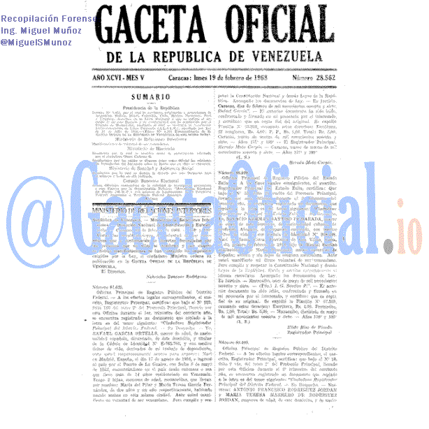 Gaceta Oficial 28562 del 19 Febrero 1968