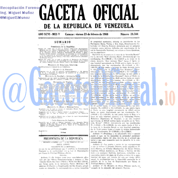 Gaceta Oficial 28566 del 23 Febrero 1968