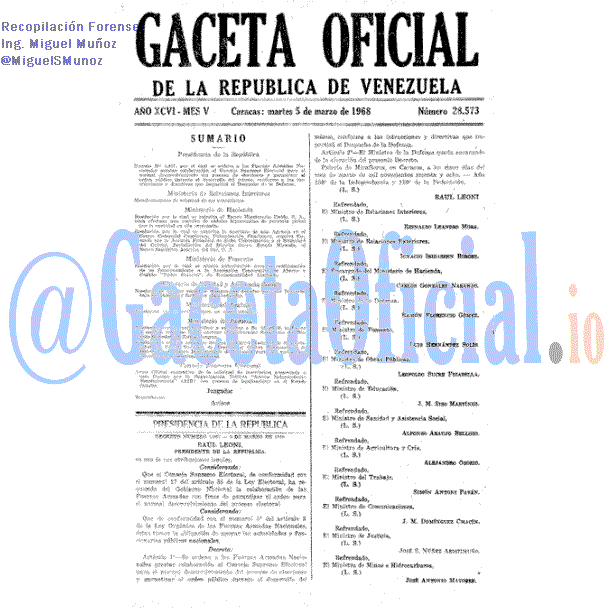 Gaceta Oficial 28573 del 5 Marzo 1968