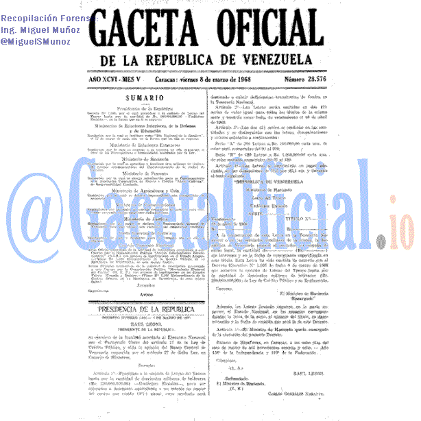 Gaceta Oficial 28576 del 8 Marzo 1968