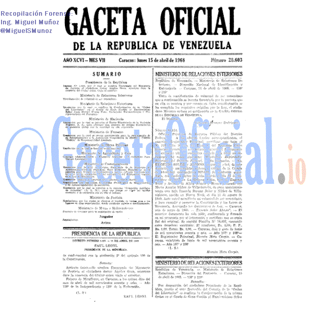 Gaceta Oficial 28603 del 15 Abril 1968