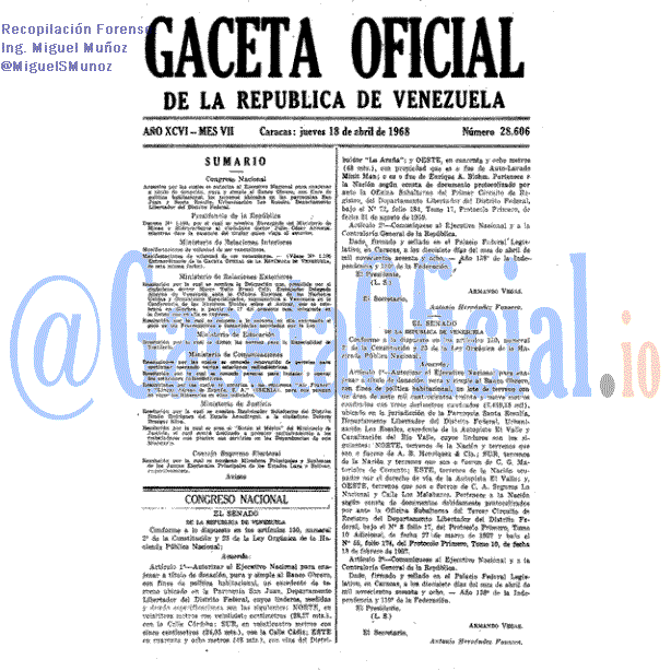 Gaceta Oficial 28606 del 18 Abril 1968