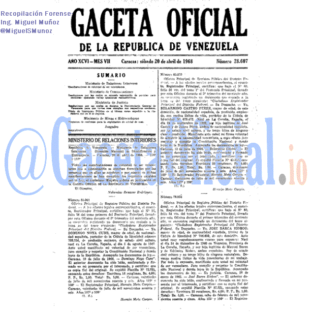 Gaceta Oficial 28607 del 20 Abril 1968